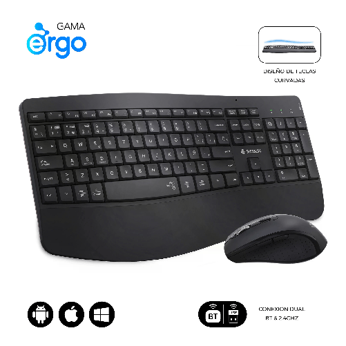 SUBBLIM SUBKBC-DCOPW2 tastiera Mouse incluso Casa/ufficio RF senza fili + Bluetooth QWERTY Spagnolo Nero