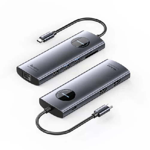 Vention Docking Station 9 in 1 USB-C a 2xHDMI/2xUSB3.0/USB 2.0/RJ45/SD/TF/PD 100W - 015m - Colore Grigio