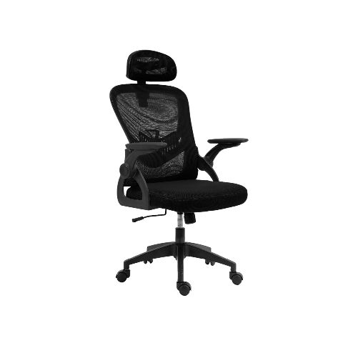 Silamp Sedia Ergonomica da Ufficio con Altezza Regolabile Braccioli Pieghevoli Nero