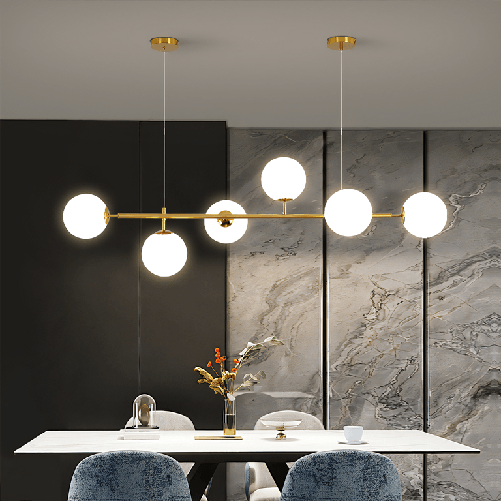 Silamp Lampadario a sospensione 6 sfere in vetro bianco satinato V713 Silamp
