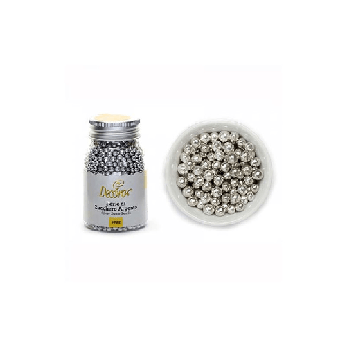 DECORA CONFEZIONE 100gr PERLE DI ZUCCHERO ARGENTO