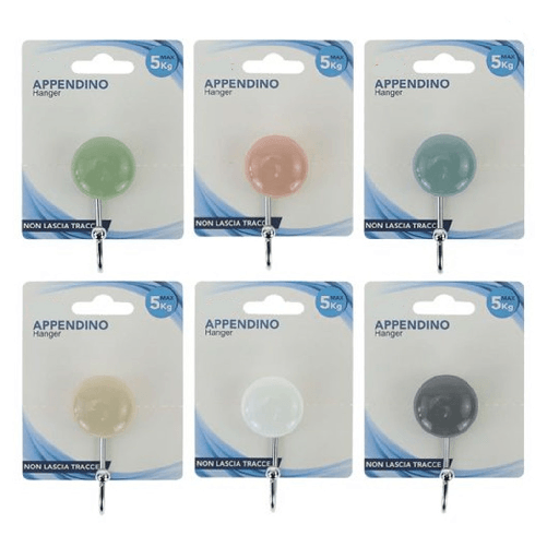 Cleafe Gancio Appendino Adesivo Appendiabiti Da Parete Casa Cucina Bagno Tondo Colorato 10804 -