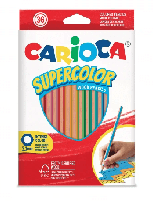 Carioca Supercolor Confezione da 36 Matite Colorate - Corpo Esagonale in Legno