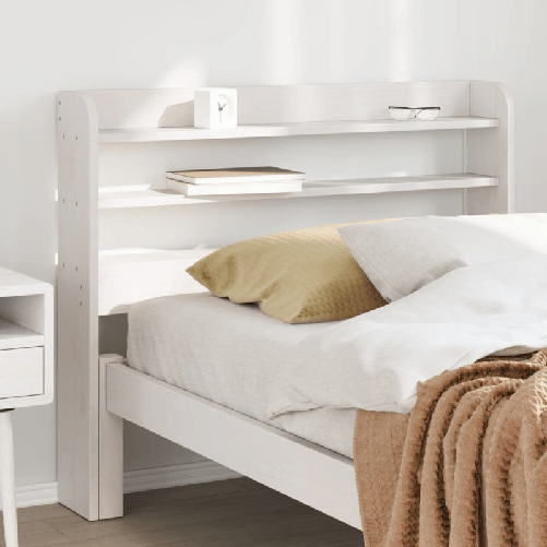 VidaXL Testiera con Ripiani Bianca 100 cm in Legno Massello di Pino