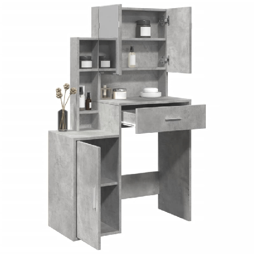 VidaXL Toeletta con Armadietto Grigio Cemento 80x35x132 cm