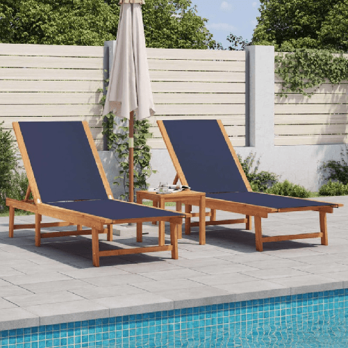 VidaXL Lettini Prendisole 2 pz Blu Legno Massello Acacia e Textilene