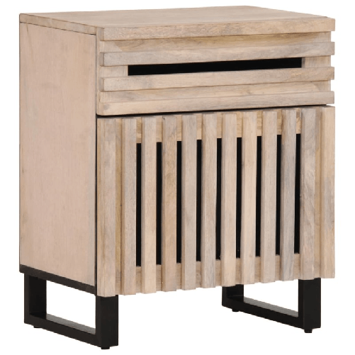 VidaXL Comodino Bianco 50x34x60 cm in Legno Massello di Mango