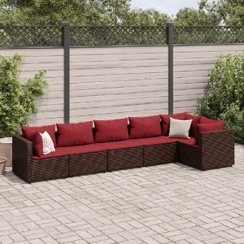VidaXL Set Mobili da Giardino 6pz con Cuscini in Polyrattan Marrone