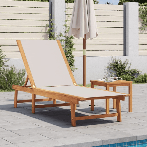 VidaXL Lettino Prendisole Grigio Legno Massello di Acacia e Textilene