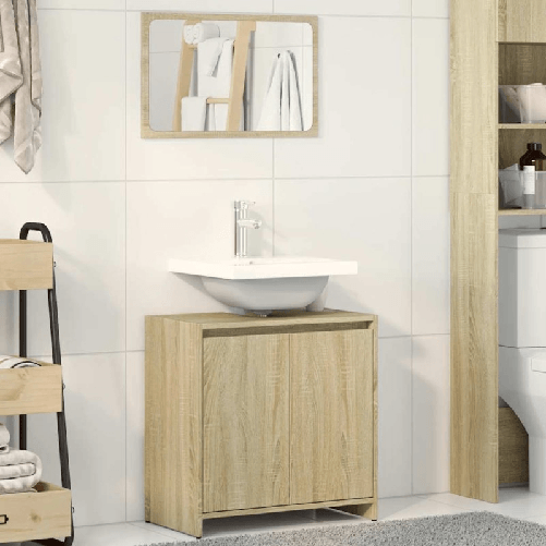 VidaXL Set Mobili da Bagno 2 pz Rovere Sonoma in Legno Multistrato