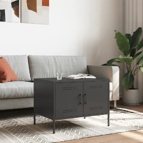 VidaXL Tavolino da Salotto Nero 68x50x50,5 cm in Acciaio