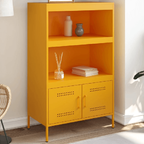VidaXL Credenza Giallo Senape 68x39x113 cm in Acciaio