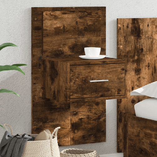 VidaXL Comodino a Parete con luci LED Rovere Fumo