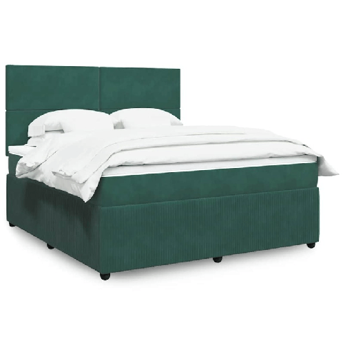 VidaXL Giroletto a Molle con Materasso Verde Scuro 180x200 cm Velluto