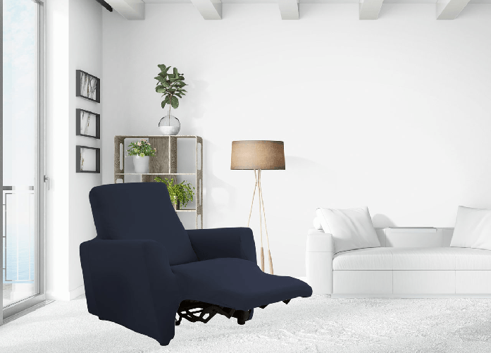 BIANCHERIAWEB  Copripoltrona Reclinabile Elasticizzato Antimacchia Magic Tinta Unita Blu Poltrona Relax