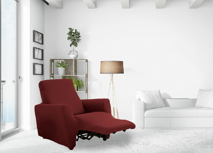 BIANCHERIAWEB  Copripoltrona Reclinabile Elasticizzato Antimacchia Magic Tinta Unita Bordeaux Poltrona Relax