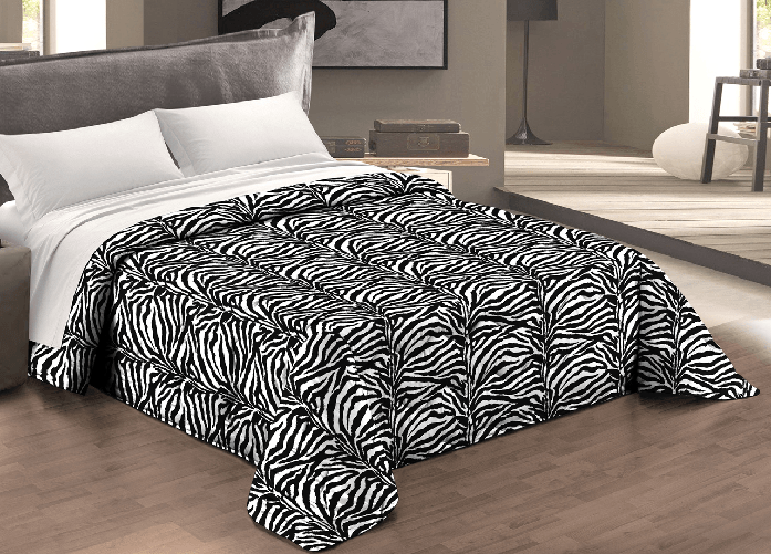 BIANCHERIAWEB Trapunta Piumone Letto Invernale Imbottita 300gr Microfibra Scaldanotti Zebrato