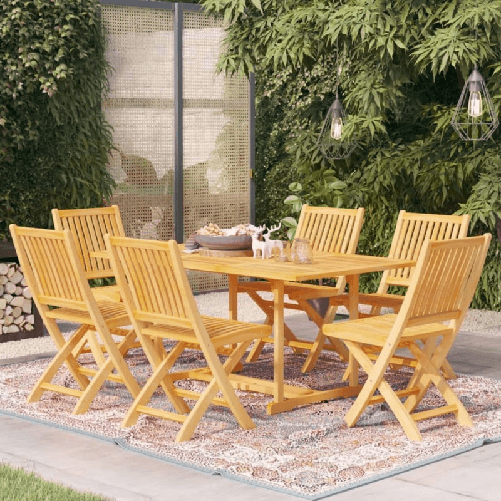 VidaXL Set da Pranzo da Giardino 7 pz in Legno Massello di Teak