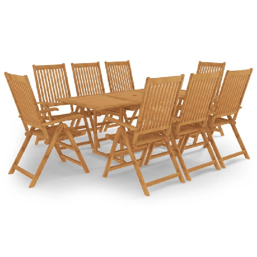 VidaXL Set da Pranzo da Giardino 9 pz in Legno Massello di Teak