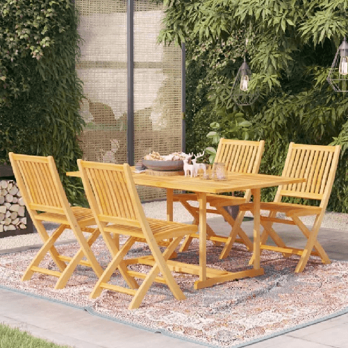 VidaXL Set da Pranzo da Giardino 5 pz in Legno Massello di Teak