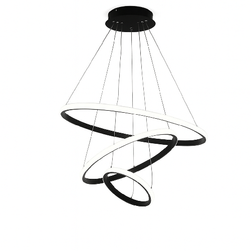 Silamp Lampadario a sospensione 3 cerchi 60W nero design moderno LAMP106
