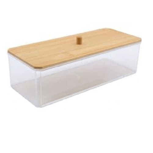 Cleafe Contenitore Organizer Per Cosmetici Portatrucchi Trasparente Con Coperchio In Legno 10828 -