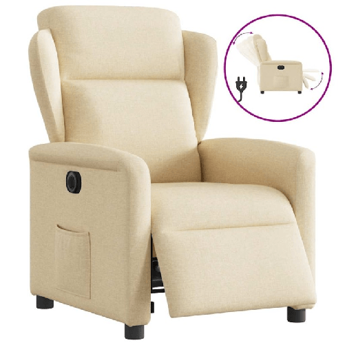 VidaXL Poltrona Elettrica Reclinabile Crema in Tessuto