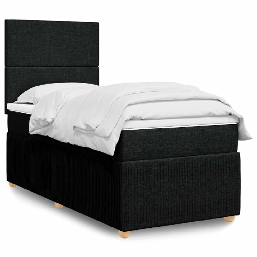 VidaXL Giroletto a Molle con Materasso Nero 90x190 cm in Tessuto