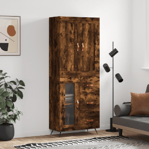 VidaXL Credenza Rovere Fumo 69,5x34x180 cm in Legno Multistrato