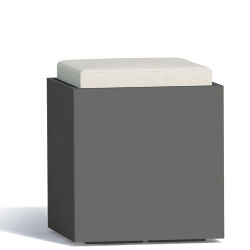 Monacis  Pidema:Pouf contenitori per esterno con cuscino in ecopelle bianco