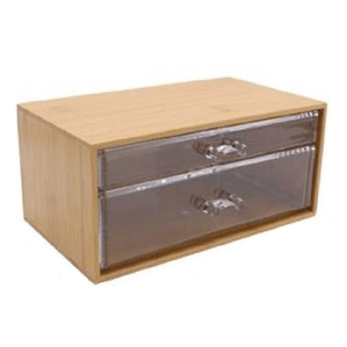 Cleafe Porta Gioielli Cosmetici Con 2 Cassetti Forme Diverse Organizer Legno 24.3x15.3x11cm 10831 -