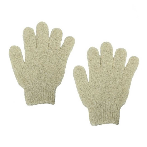 Cleafe Set 2 Pezzi Guanti Di Crine Per Doccia Bagno Esfoliante Pelle Corpo Beige 79723 -