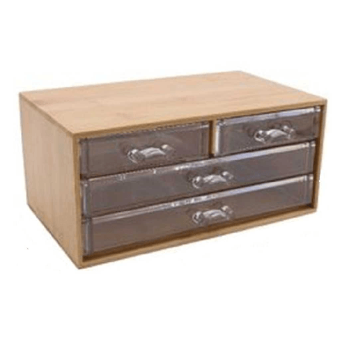 Cleafe Porta Gioielli Cosmetici Con 4 Cassetti Organizzatore Casa In Legno 24.3x15.3x11cm 10832 -