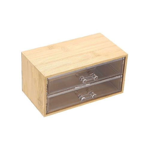 Cleafe Porta Gioielli Cosmetici Con 2 Cassetti Organizzatore Casa In Legno 19x11.7x9.6 Cm 10829 -