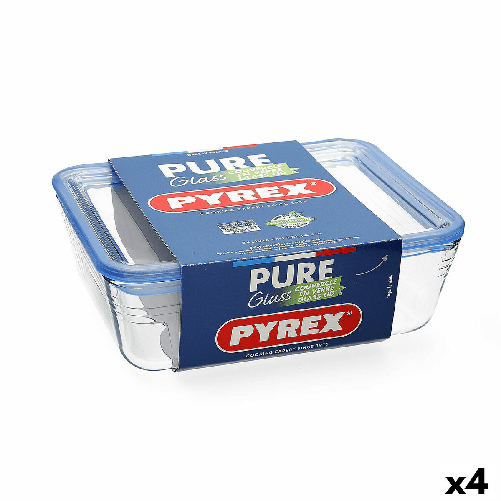 Pyrex Porta pranzo Ermetico Pyrex Pure Glass Trasparente Vetro (2,6 L) (4 Unità)