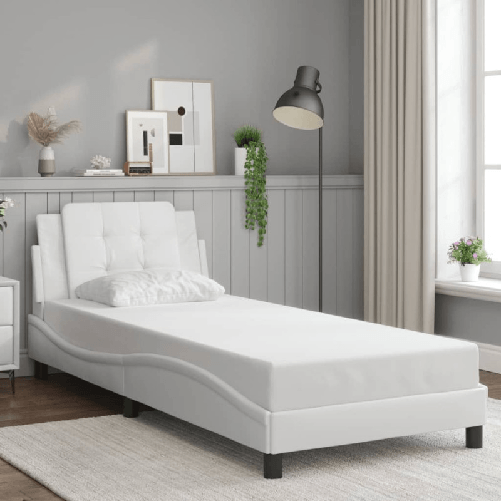 VidaXL Giroletto con Testiera Bianco 90x190 cm in Similpelle