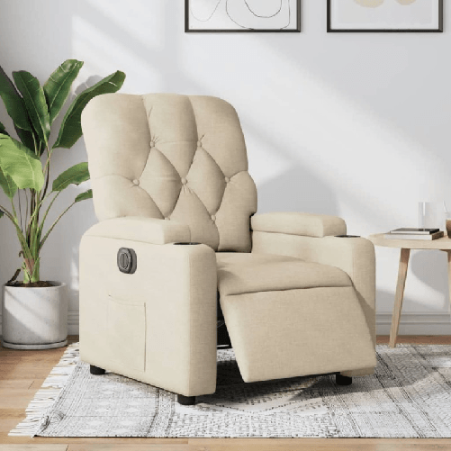 VidaXL Poltrona Elettrica Reclinabile Crema in Tessuto