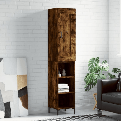VidaXL Credenza Rovere Fumo 34,5x34x180 cm in Legno Multistrato