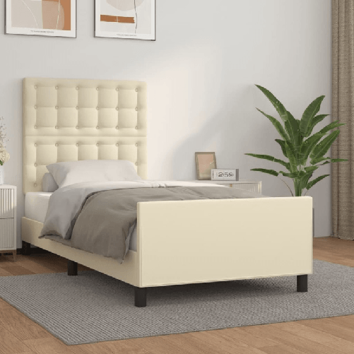 VidaXL Giroletto con Testiera Crema 90x200 cm in Similpelle