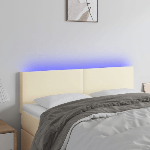 VidaXL Testiera Crema a LED 144x5x78/88 cm in Similpelle