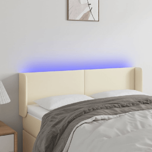 VidaXL Testiera a LED Crema 147x16x78/88 cm in Similpelle