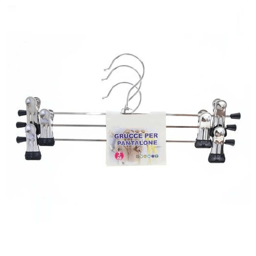 Cleafe Set 3pz Grucce Per Pantaloni Gonne In Acciaio 30cm Appendiabiti Vestiti Con Clip 79334 -