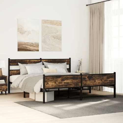 VidaXL Giroletto senza Materaso in Metallo Rovere Fumo 183x213 cm