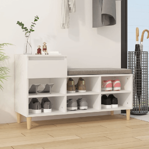VidaXL Scarpiera Bianca 102x36x60 cm in Legno Multistrato