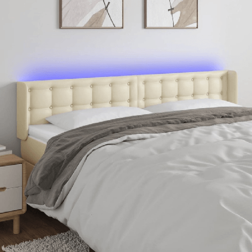 VidaXL Testiera a LED Crema 203x16x78/88 cm in Similpelle