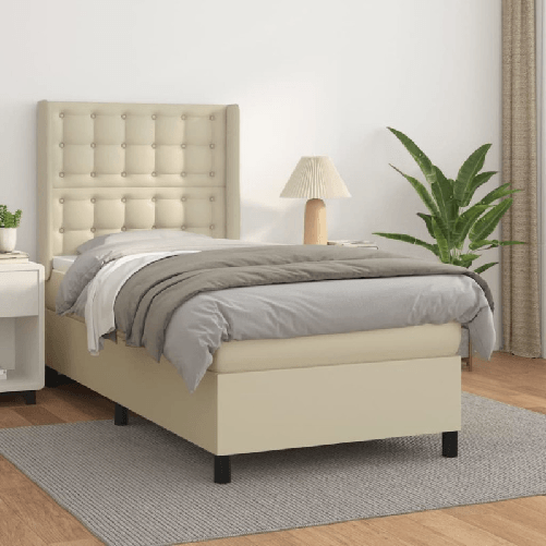 VidaXL Giroletto a Molle con Materasso Crema 100x200 cm in Similpelle