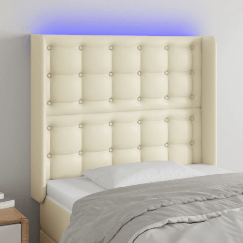 VidaXL Testiera a LED Crema 103x16x118/128 cm in Similpelle