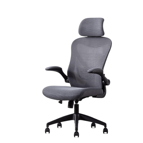 Silamp Sedia Grigia Ergonomica da Ufficio con Altezza Regolabile Braccioli Pieghevoli