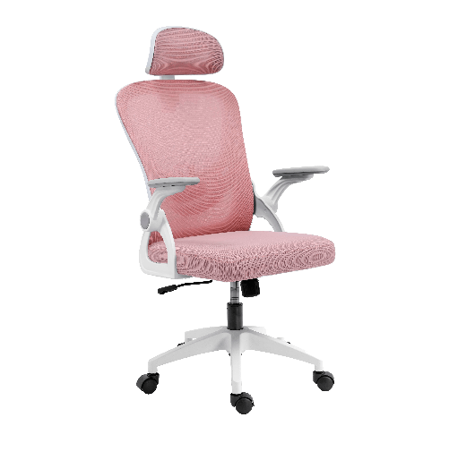 Silamp Sedia Rosa Ergonomica da Ufficio con Altezza Regolabile Braccioli Pieghevoli
