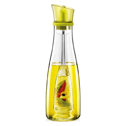 TrAdE Shop Traesio  Oliera Con Infusore In Vetro Verde Capacità Da 250 Ml Per Condire Alimenti Cucina -